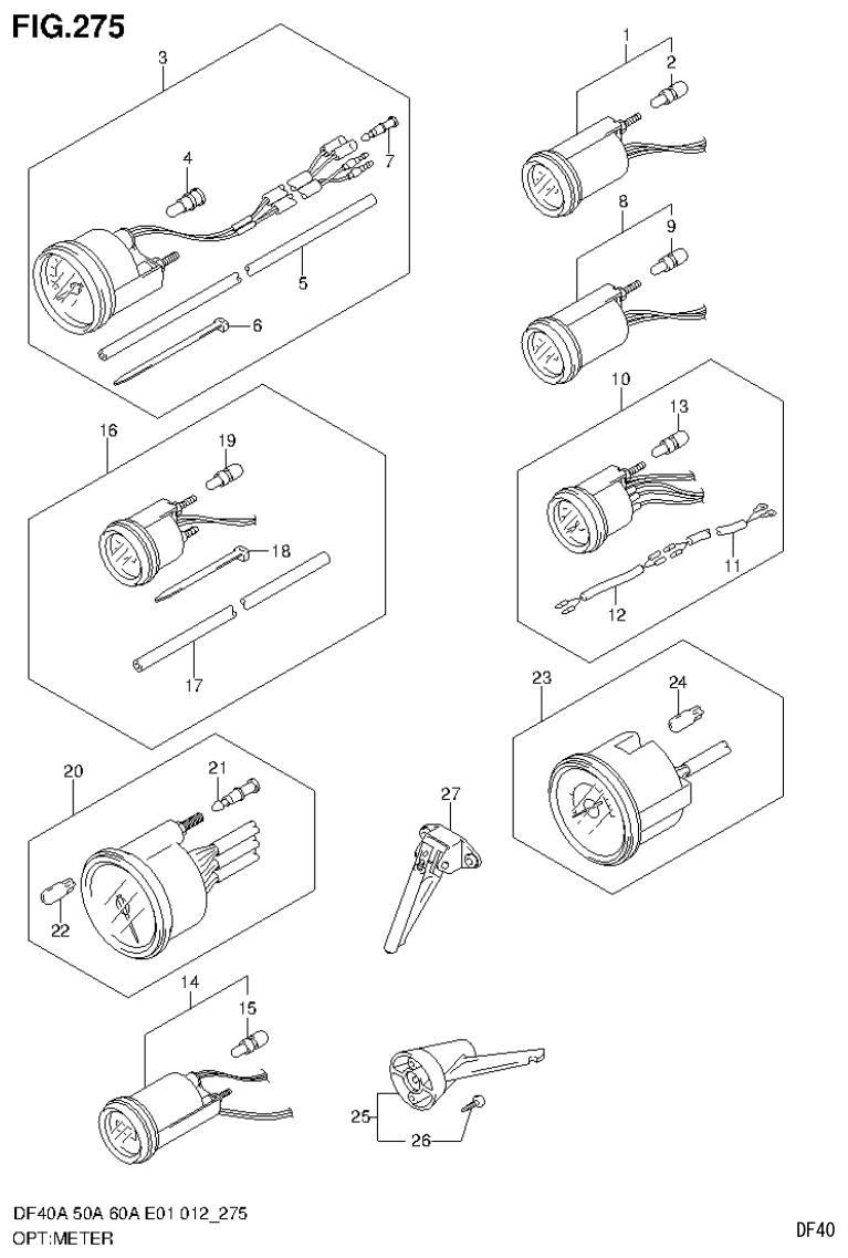 Suzuki DF40AST, DF50A, DF50ATH OPT:METER (DF40A E1) parts diagram